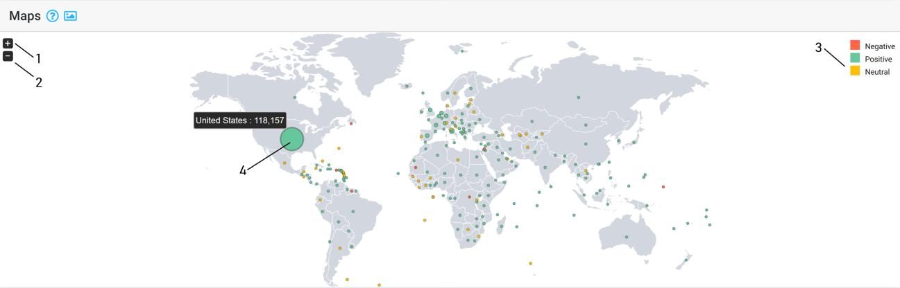 World map showing geographic distribution of mentions